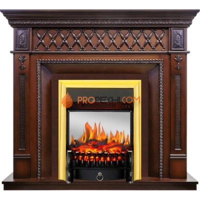Каминокомплект Royal Flame Alexandria - махагон коричневый антик с очагом Fobos FX M Brass