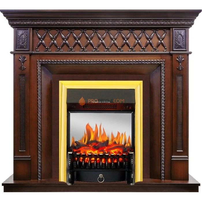 Каминокомплект Royal Flame Alexandria - махагон коричневый антик с очагом Fobos FX M Brass