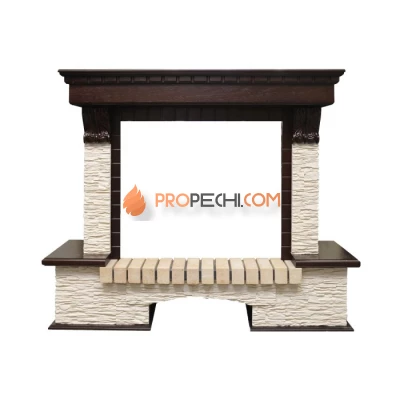 Портал Royal Flame Pierre Luxe - Темный дуб / Сланец бежевый