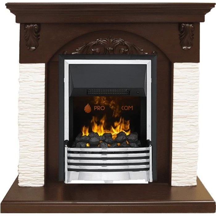 Каминокомплект Dimplex Bern Сланец мелкий белый / Темный дуб с очагом Flagstaff