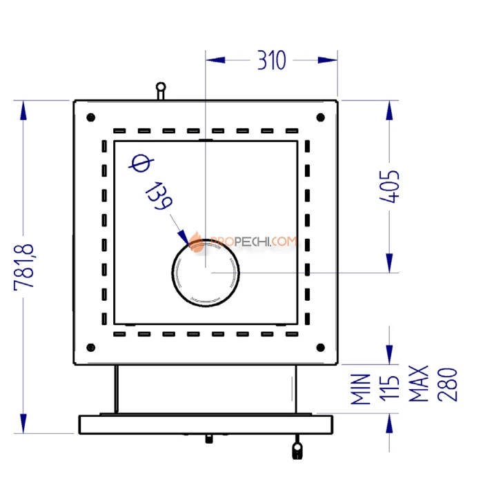 Газовая печь для бани Klover RT 35-RV 310S ( Талькомагнезит Скала, прямые углы )