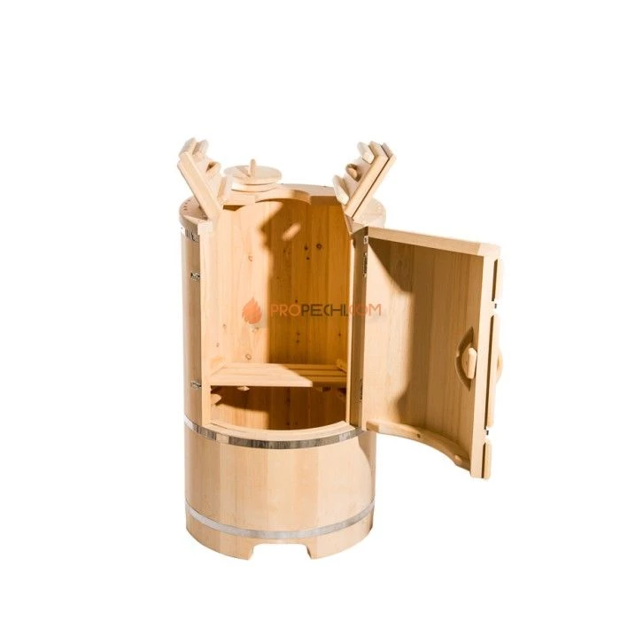 Фитобочка круглая НКЗ PREMIUM из кедра, со скошенной крышкой, диаметр 78 см, высота 130 см / 40 мм