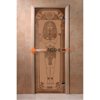 Дверь для бани DoorWood с рисунком Египет Бронза матовая, 1900x700 мм