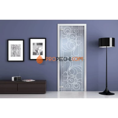 Стеклянная межкомнатная дверь DoorWood с рисунком MG-03 Матовая, 2000х600 мм