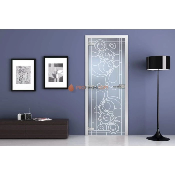 Стеклянная межкомнатная дверь DoorWood с рисунком MG-03 Матовая, 2000х800 мм