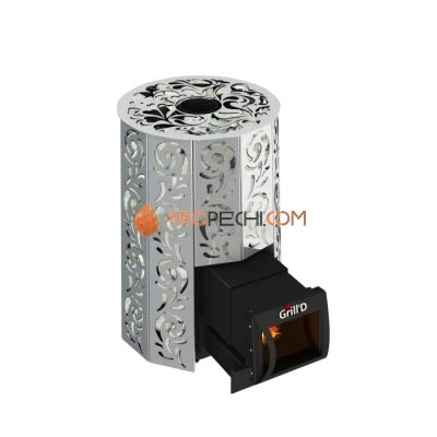 Дровяная печь для бани Grill’D Violet Steel Long (Камень колотый 100 кг)