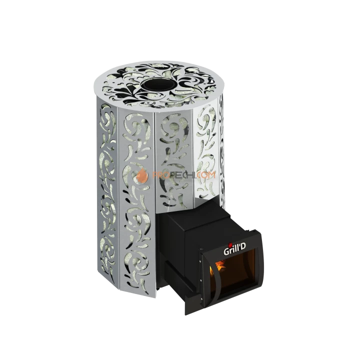 Дровяная печь для бани Grill’D Violet Steel Long (Камень колотый 100 кг)