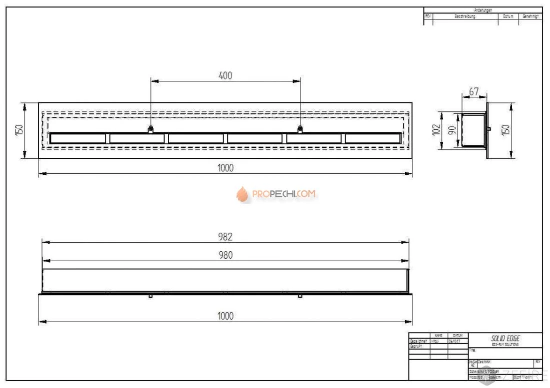 Прямоугольный контейнер Zefire 1000 с крышкой внутри