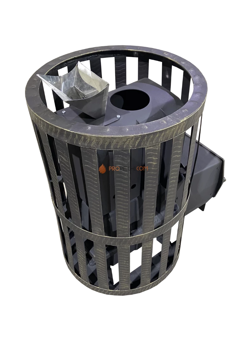 Банная чугунная печь Березка "Воевода" 15 (ДТ-3 Сетка, Закрытая Каменка)