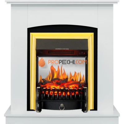 Каминокомплект Royal Flame Barcelona (разборный) - Белый с очагом Fobos FX M Brass