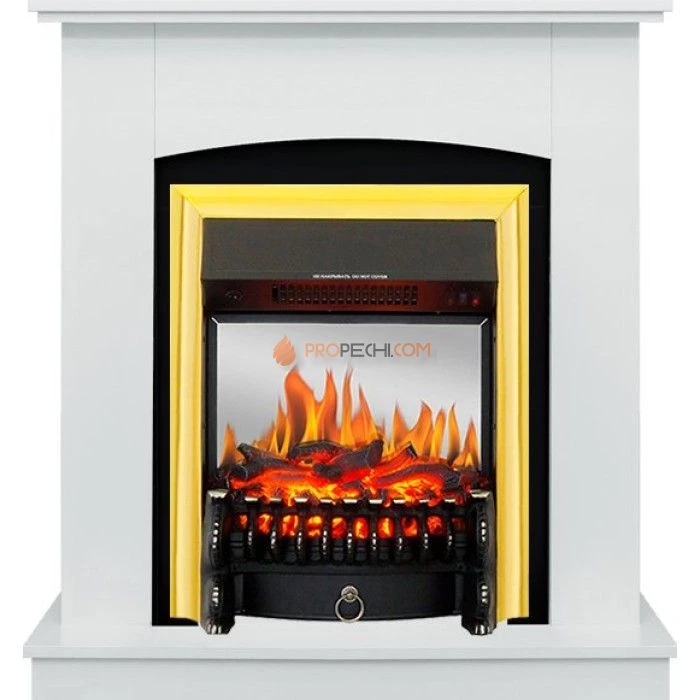 Каминокомплект Royal Flame Barcelona (разборный) - Белый с очагом Fobos FX M Brass
