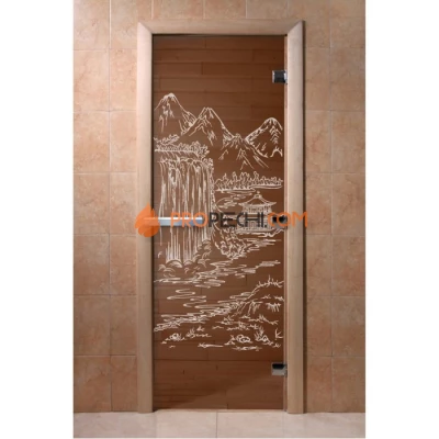 Дверь для бани DoorWood с рисунком Китай Бронза, 2000x800 мм