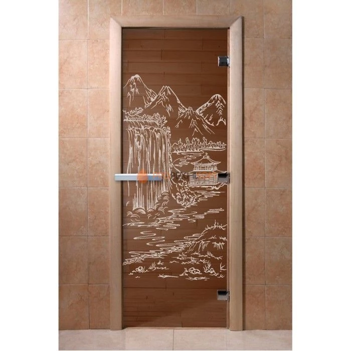 Дверь для бани DoorWood с рисунком Китай Бронза, 2000x800 мм