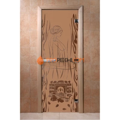 Дверь для бани DoorWood с рисунком Волшебный пар Бронза матовая, 1700x700 мм