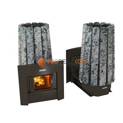Дровяная банная печь Grill’D Cometa 180 Vega Window, Stone (Серпентинит) Pro