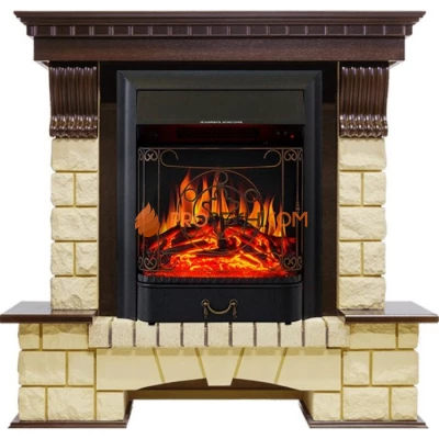 Каминокомплект Royal Flame Pierre Luxe - Темный дуб / Шампань с очагом Majestic FX Black