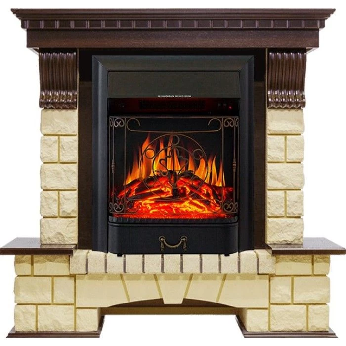 Каминокомплект Royal Flame Pierre Luxe - Темный дуб / Шампань с очагом Majestic FX Black