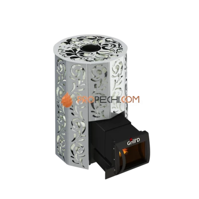 Дровяная банная печь Grill’D Violet Steel Long Pro (Камень колотый, 100 кг)