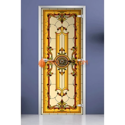 Стеклянная межкомнатная дверь DoorWood с фотопечатью Stained Glass-12, 2000х800 мм