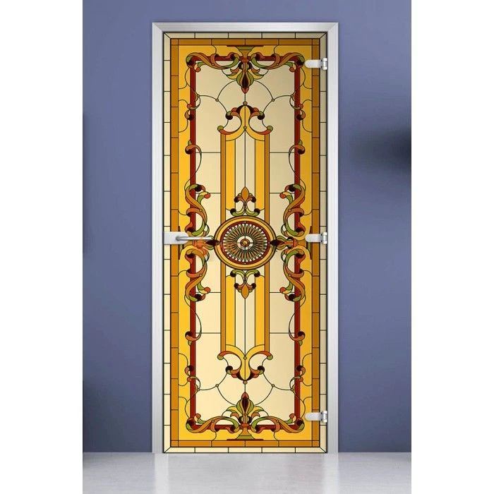 Стеклянная межкомнатная дверь DoorWood с фотопечатью Stained Glass-12, 2000х800 мм
