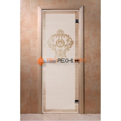 Дверь для бани DoorWood с рисунком Версаче Сатин, 1800x800 мм