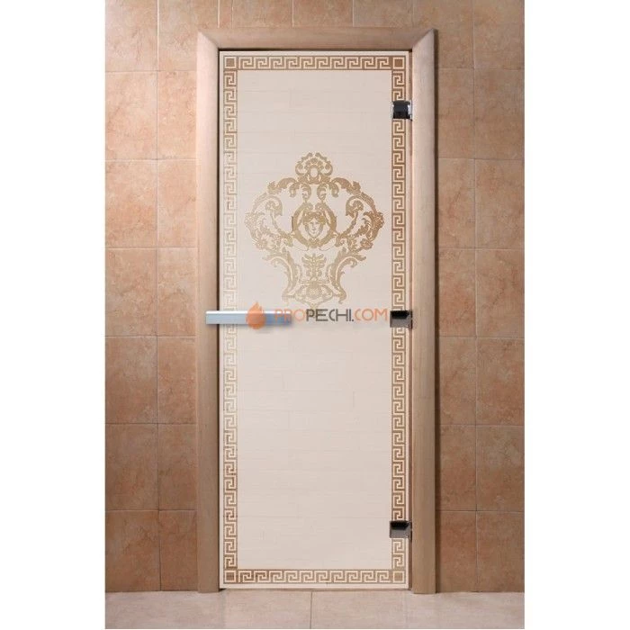 Дверь для бани DoorWood с рисунком Версаче Сатин, 2000x900 мм