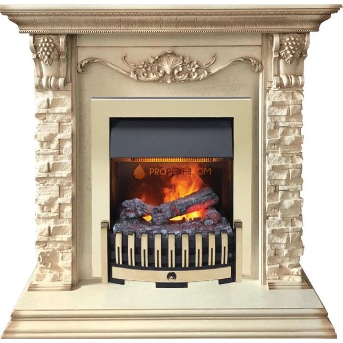 Каминокомплект Dimplex Adriana - Cлоновая кость с очагом Danville Brass FB2