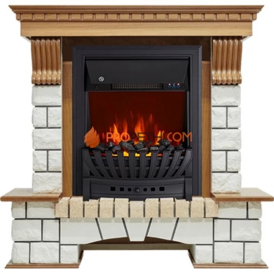 Каминокомплект Royal Flame Pierre Luxe - Дуб / Белый с очагом Aspen Black