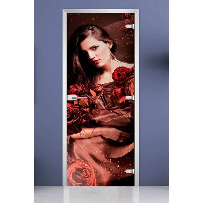 Стеклянная межкомнатная дверь DoorWood с фотопечатью Woman-04, 2000х800 мм