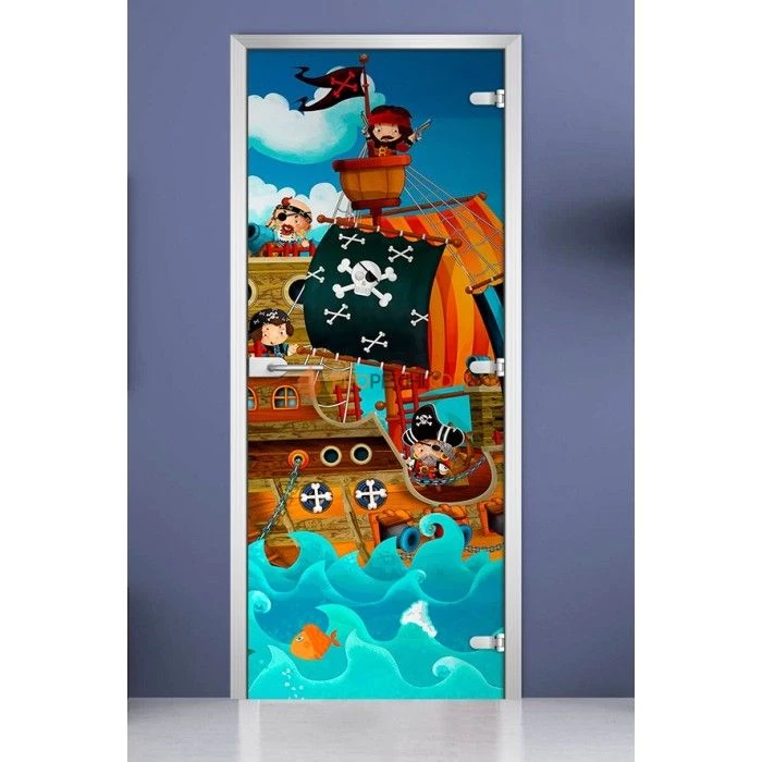 Стеклянная межкомнатная дверь DoorWood с фотопечатью Kids-13, 2000х700 мм