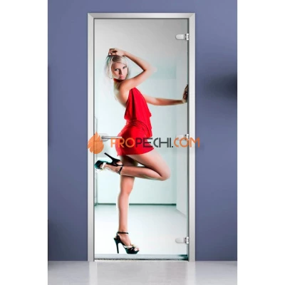 Стеклянная межкомнатная дверь DoorWood с фотопечатью Woman-10, 2000х800 мм
