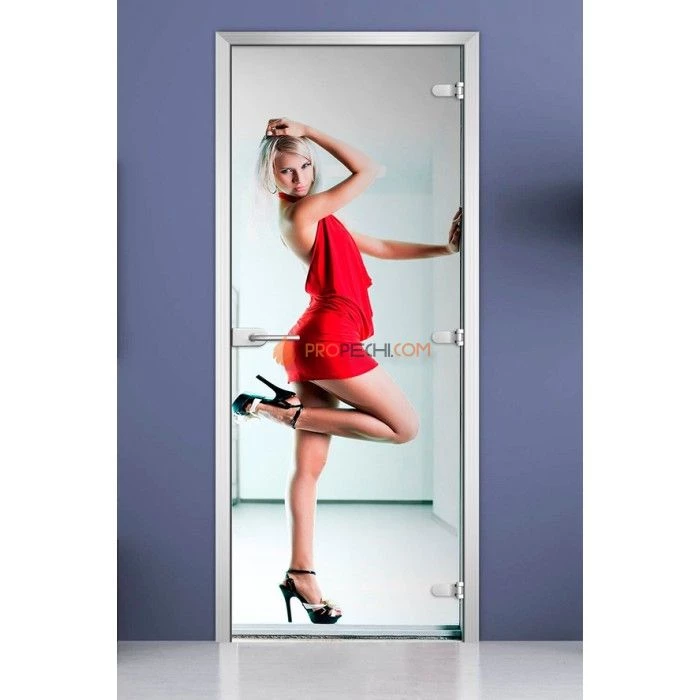 Стеклянная межкомнатная дверь DoorWood с фотопечатью Woman-10, 2000х800 мм