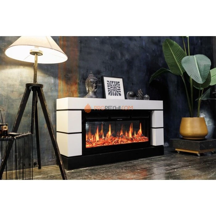 Каминокомплект Royal Flame Modern 42 - Белый с черным (Ширина 1395 мм) с очагом 5D V-ART 40