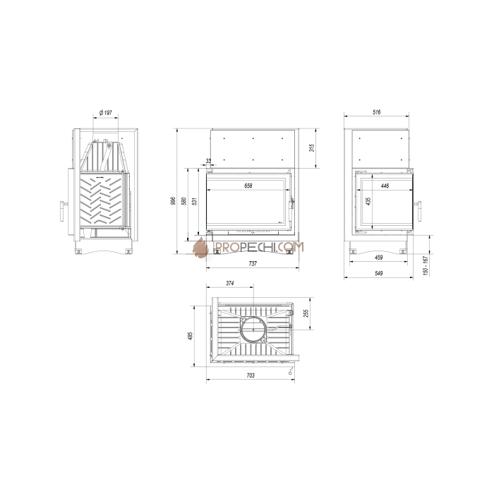 Каминная топка Kratki ZUZIA/ECO/L/BS/DECO