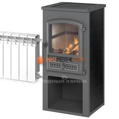 Печь-камин Этна (БКД) с плитой и т/о «Антрацит»