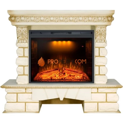 Каминокомплект Royal Flame Pierre Luxe LORD - Слоновая кость / Белый с Электрическим очагом Royal Flame Emerald 28