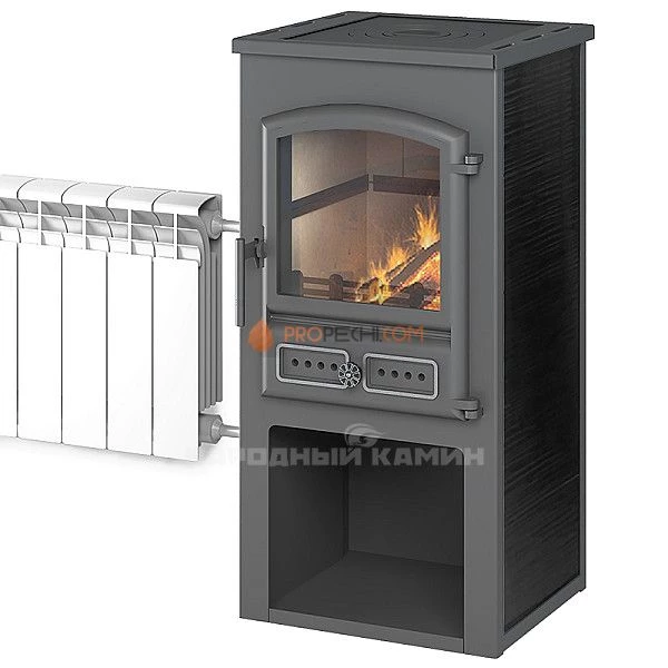 Печь-камин Этна (БКД) с плитой и т/о «Антрацит»