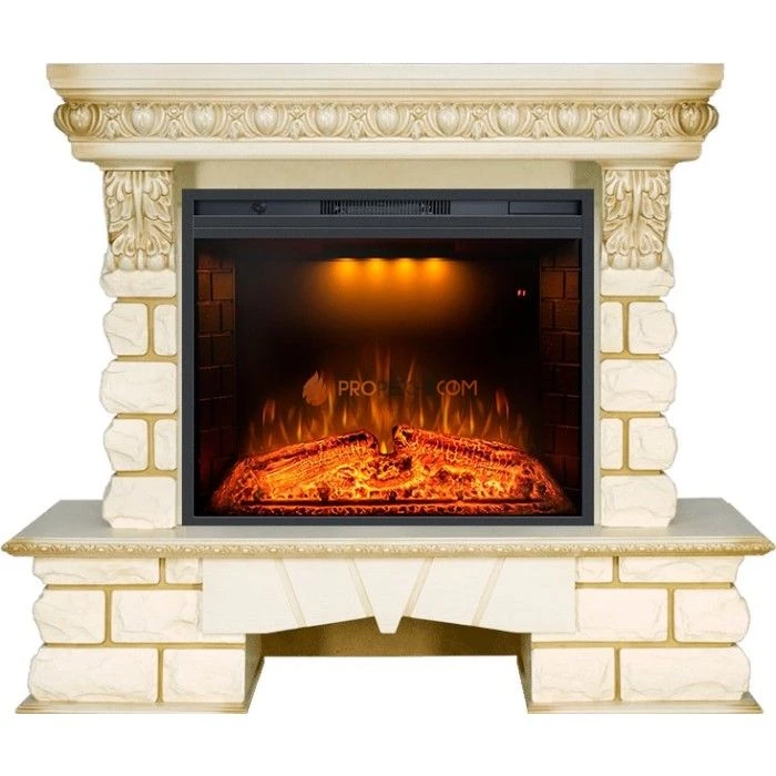 Каминокомплект Royal Flame Pierre Luxe LORD - Слоновая кость / Белый с Электрическим очагом Royal Flame Emerald 28