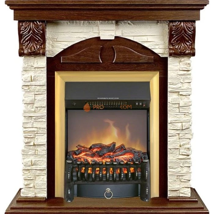 Каминокомплект Royal Flame Dublin (Разборный) - Орех каньон / Сланец с очагом Fobos FX M Brass