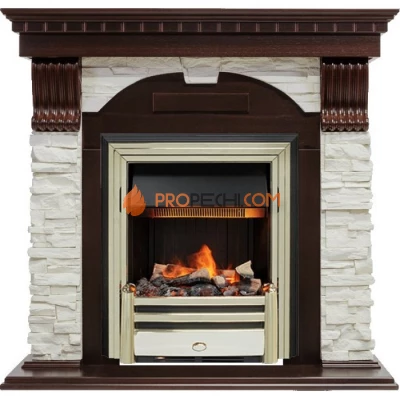 Каминокомплект Dimplex Dublin - Темный дуб / Сланец белый с очагом Cavendish