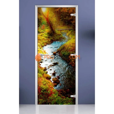 Стеклянная межкомнатная дверь DoorWood с фотопечатью Forest-01, 2000х700 мм