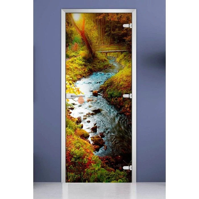 Стеклянная межкомнатная дверь DoorWood с фотопечатью Forest-01, 2000х700 мм