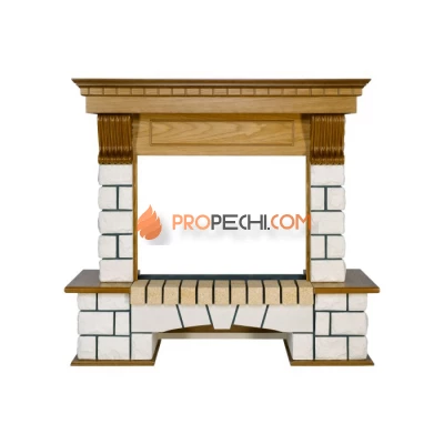 Портал Royal Flame Pierre Luxe - Белый / Дуб