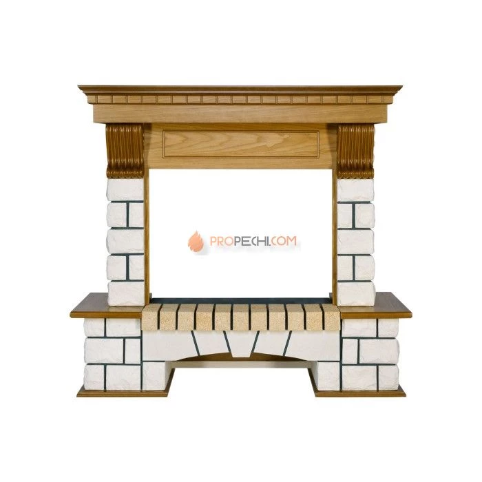 Портал Royal Flame Pierre Luxe - Белый / Дуб