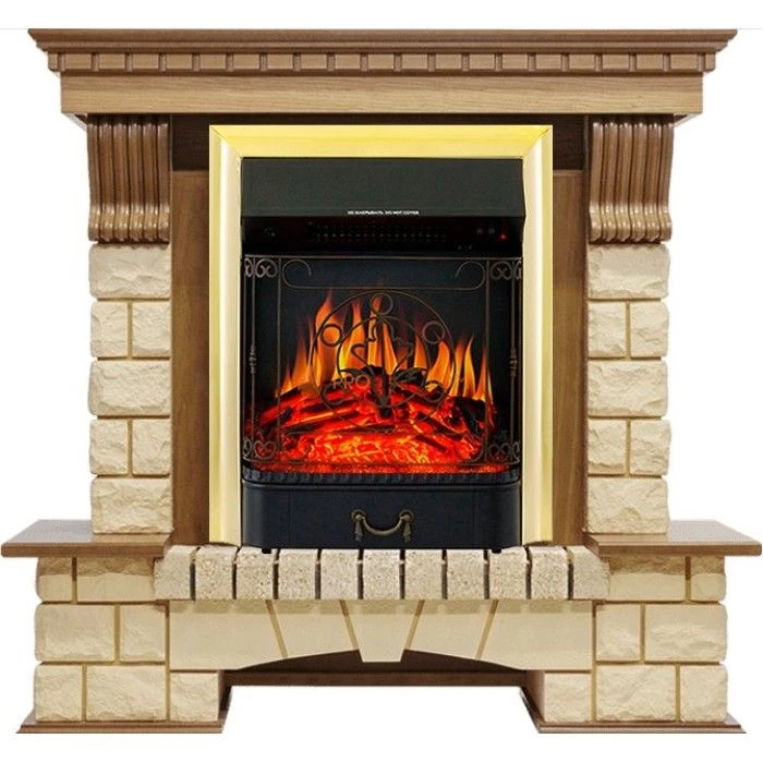 Каминокомплект Royal Flame Pierre Luxe - Дуб / Шампань с очагом Majestic FX Brass
