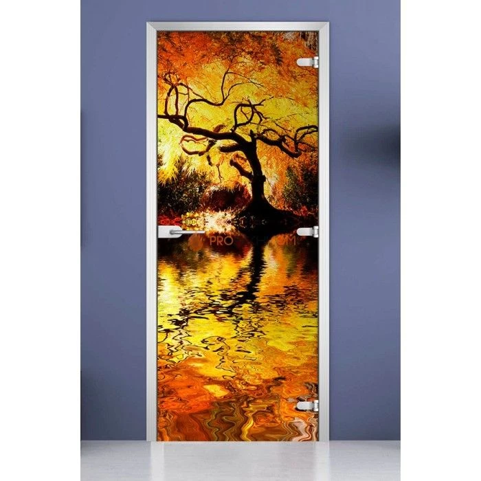 Стеклянная межкомнатная дверь DoorWood с фотопечатью Forest-04, 2000х800 мм