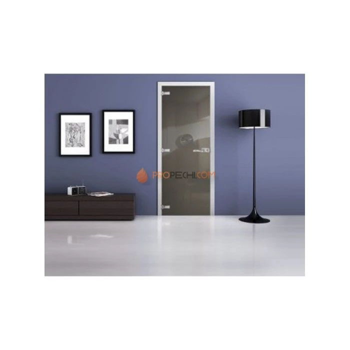 Стеклянная межкомнатная дверь DoorWood с фотопечатью Ral 7003, 2000х600 мм