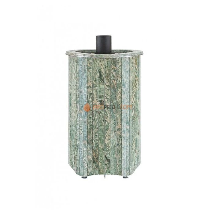 Дровяная печь для сауны Ферингер Мини До 16 м³ - Жадеит - цельные ламели - обрамление Камень