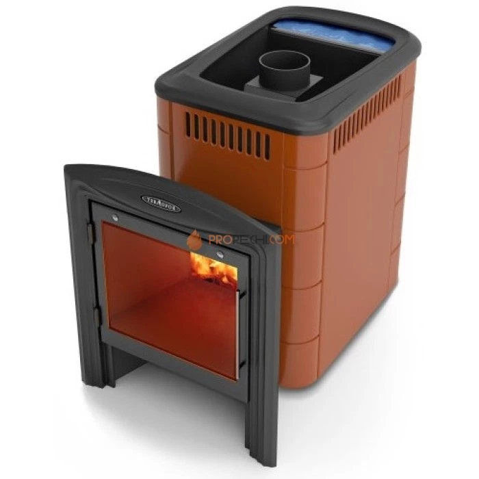Дровяная печь для бани Термофор Компакт 2013 Carbon Витра Б терракота