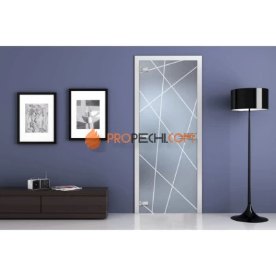 Стеклянная межкомнатная дверь DoorWood с рисунком MG-09 Матовая, 2000х700 мм